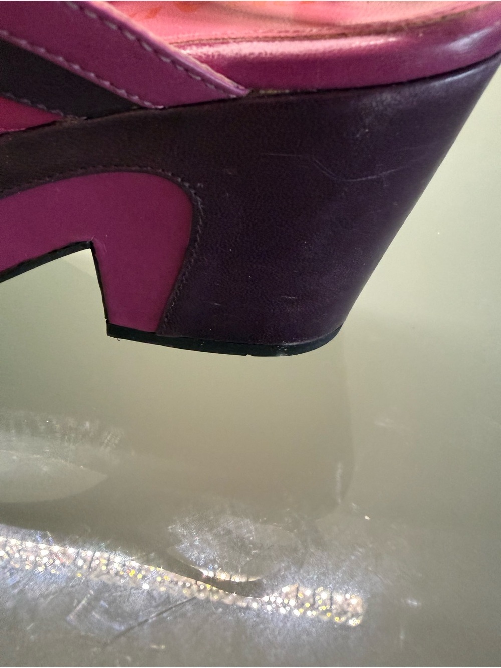 Prada Fuchsia and Deep Purple Two-Tone Platform Sandals - Picture 12 of 14